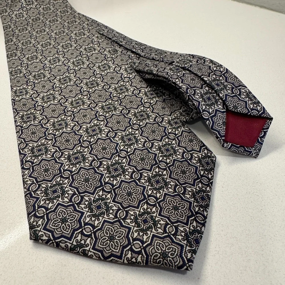 Vintage Bert Pulitzer Tie Brown Geometric Abstract Silk USA Necktie Old Money